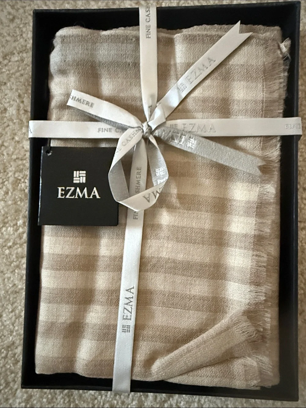 EZMA Fine Cashmere Luxury Striped Scarf Wrap Stole NIB - Picture 1 of 5